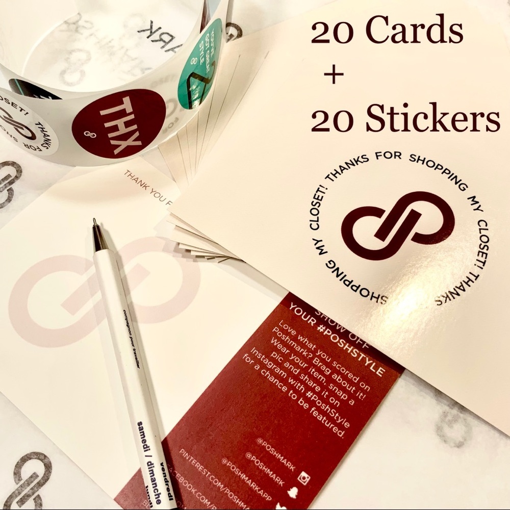 40 PCS BUNDLE POSHMARK THANK YOU CARDS & STICKERS